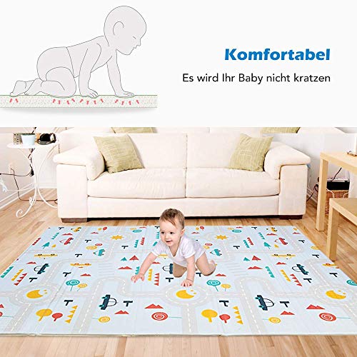 200 x 180 x 1cm KEEPH Krabbelmatte Baby Faltbare Baby Spielmatte Teppich Kinderzimmer XPE Spielteppich 